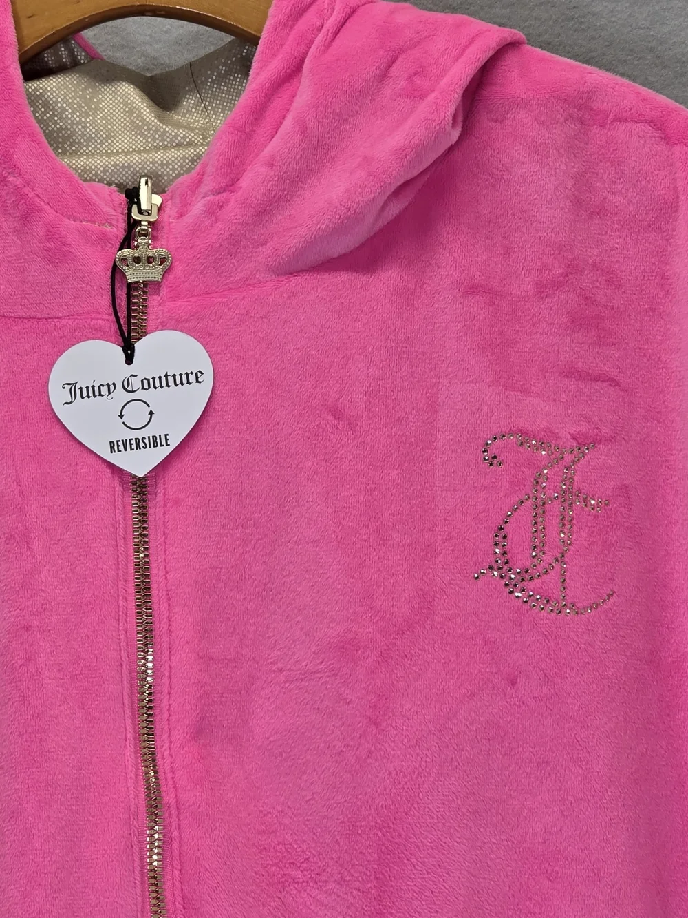 Women's Juicy Couture Reversible Bomber Jacket in Retro Pink 3X Gold/Pink